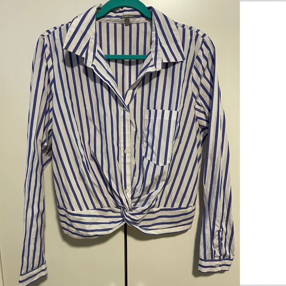 Stripes Semi crop top blouse